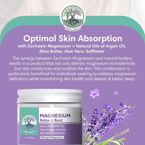 2oz Handmade Organic Lavender Magnesium Lotion for Kids - Body Rub for Bedtime Care - Essential for Kids, Pregnant