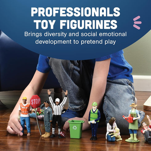 Constructive Playthings 12-Piece Diverse Career Toy Figure Set for Kids