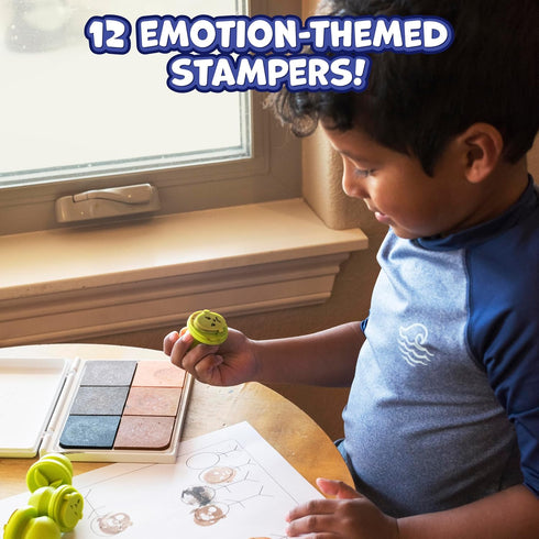 2 Set 12 2+ Ready Learn Easy Grip Dough & Paint Stampers | Emotions | of | Rubber Stamps for Ages | Washable | Crafts