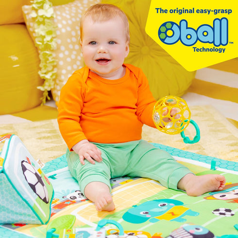 Tummy Bright Starts Grip & Kick Oball Activity Gym, Soccer Theme with Easy-Grasp Baby Toys, Baby Play Gym, Kick Pad