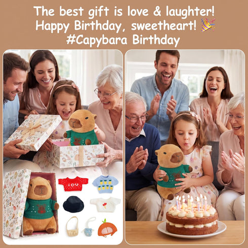10 Set 9 10.2inch Pcs Capybara Plush with Clothes Capybara Stuffed Animal with Clothes and Accessories Dress Up Plush