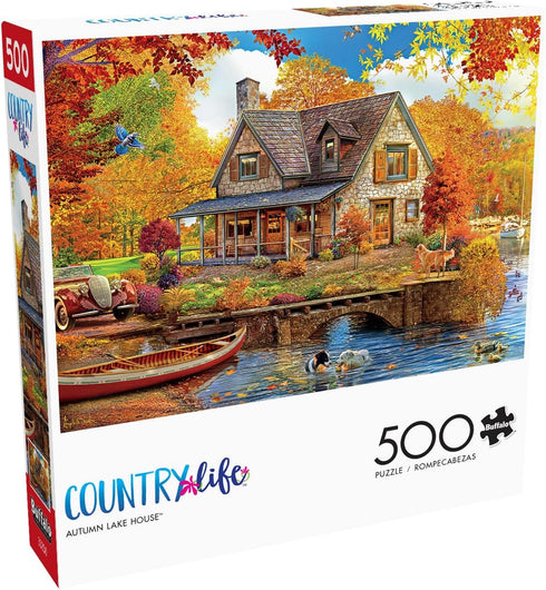 Buffalo Games - Angelo Bonito - Autumn Lake House - 500 Piece Jigsaw Puzzle for Adults - Perfect for Game Nights