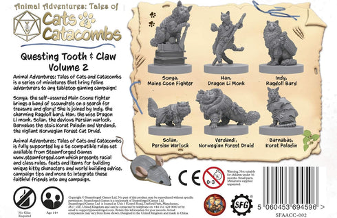 Steamforged Games Animal Adventures: Cats and Catacombs Questing Tooth and Claw Roleplaying Miniatures Volume 2