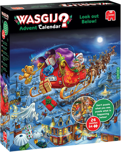 24 54 -100% Wasgij Christmas Advent Calendar, Look Out Below! - Days of Puzzles, Don't Puzzle What You See