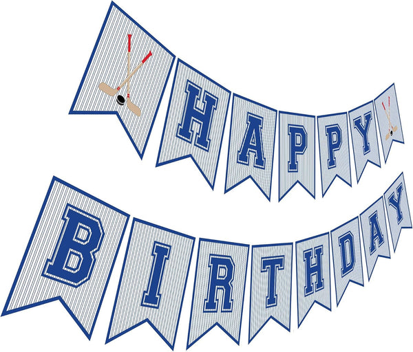 Hockey Birthday Banner - Ice Hockey Happy Birthday Sign, Party Decorations, Supplies