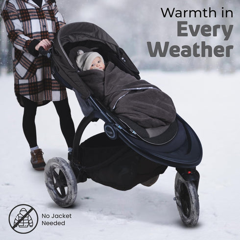 5 Car Seat Blankets for Babies Winter - Stroller Footmuff Carseat Cover Baby Point Harness - Swaddle Bunting Bag (Grey)