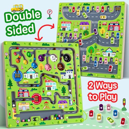 rifamee 2 1 Counting 3-5 in Magnetic Color and Number Maze Magnet Alphabet Double Sided Board Wood Puzzle Fine Motor