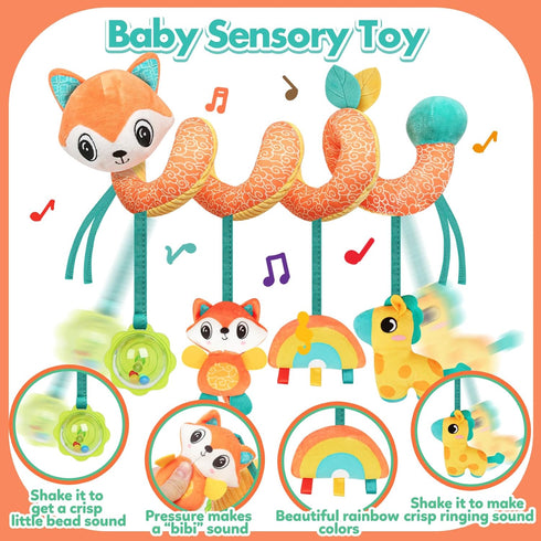 0 3 6 9 10 12 GKDOMS Baby Car Seat Toys Activity Stroller Toy for Boys Girls Months, Spiral Hanging Plush Toys, Baby