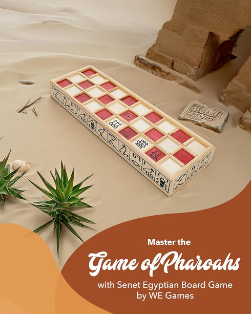 Set WE Games Senet Egyptian Board Game Handcrafted Solid Wood Senet for Historical Education, Cultural Appreciation