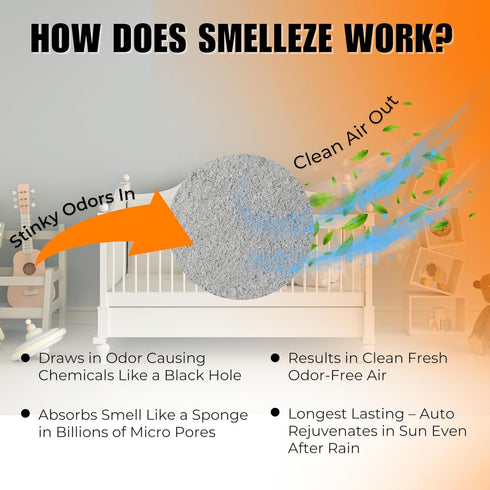 2 lb. SMELLEZE Diaper Pail Deodorizer, Odor Eliminator for Diaper Pail, Baby Poop Deodorizer & Human Urine Odor