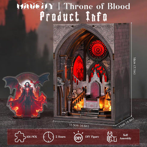 MiniCity Book Nook Kit, DIY Miniature Dollhouse Halloween Booknook Kit, DIY Mini House Building Kit with LED Light