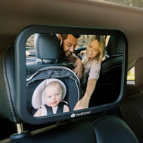 Large Shatterproof Baby Car Mirror - Fully Assembled Baby Mirror for Car - Safety Baby Car Seat Mirror (Matte Black)