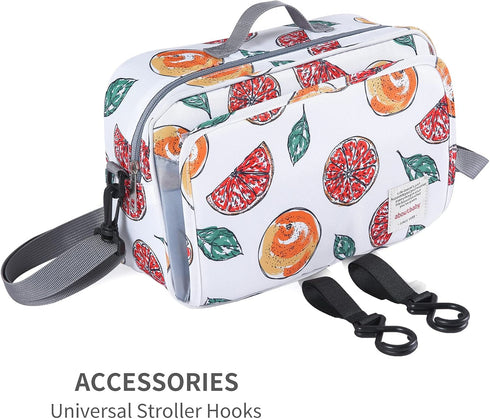 Non-Slip Stroller Organizer Bag for Diapers with Insulated Pocket, Hooks, Adjustable Strap, Universal Fit for Most