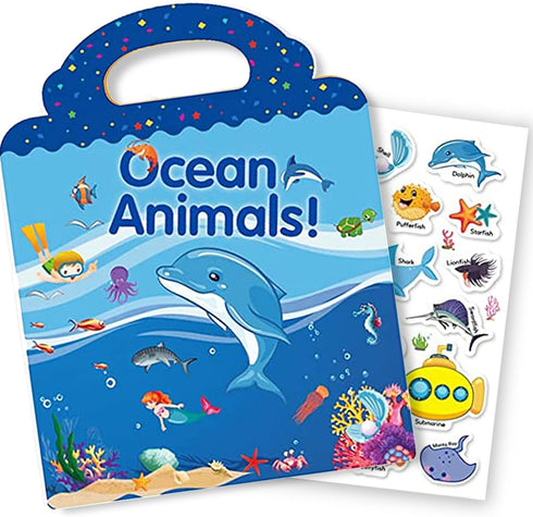 Reusable Sticker Book for Kids - Ocean Stickers Educational Learning Toys Travel Activity Books for Toddler Girls