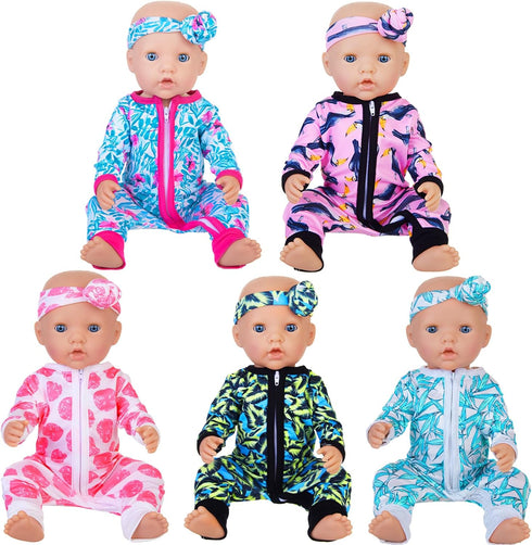 Unicorn Element 5 Sets Baby Doll Clothes for 14-18 Inch Dolls, Casual Wear for 17 Inch Baby Doll, 10 Pcs Clothes