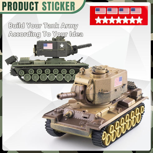 1:72 US Army Tank & Army Men Toys Playset, 2pc US Tank-7 Models, 10pc Toy Soldiers, Desert Tan & Olive Drab Green