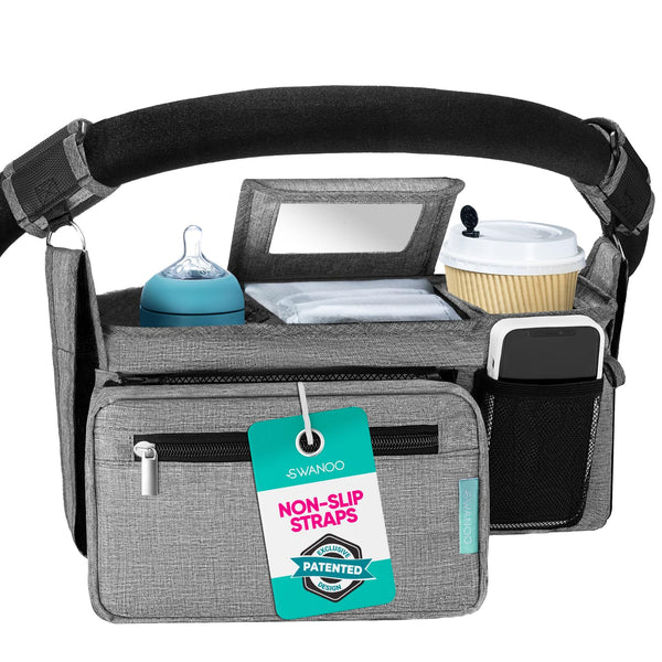 Swanoo Stroller Caddy Stroller Organizer With Cup Holder, Non Slip Straps Stroller