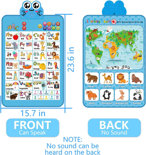 123 3-4 Electronic Interactive Double-Sided Alphabet Wall Chart, Talking ABC & & Music & Learning Poster, Educational