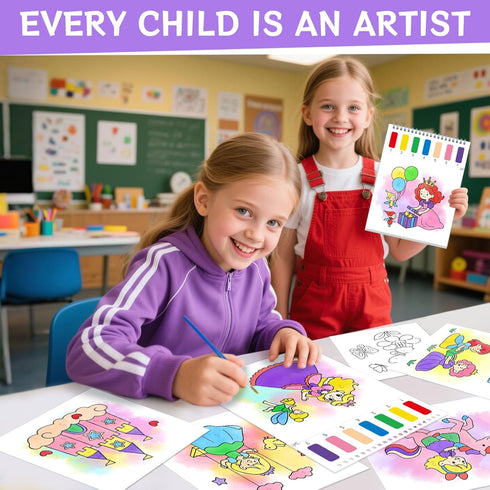 SOCOLER 1-3, 4-8(Princess Paint with Water Coloring Books for Toddlers,Mess Free Watercolor Painting Papers for Kids