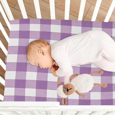 Flradish Cozy 27 39 Purple Gingham Crib Sheets for Boys or Girls,Stretchy Fitted Soft Breathable Crib Sheet