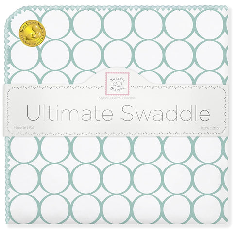 SwaddleDesigns Large Receiving Blanket, Ultimate Swaddle for Baby Boys & Girls, SeaCrystal Mod Circles