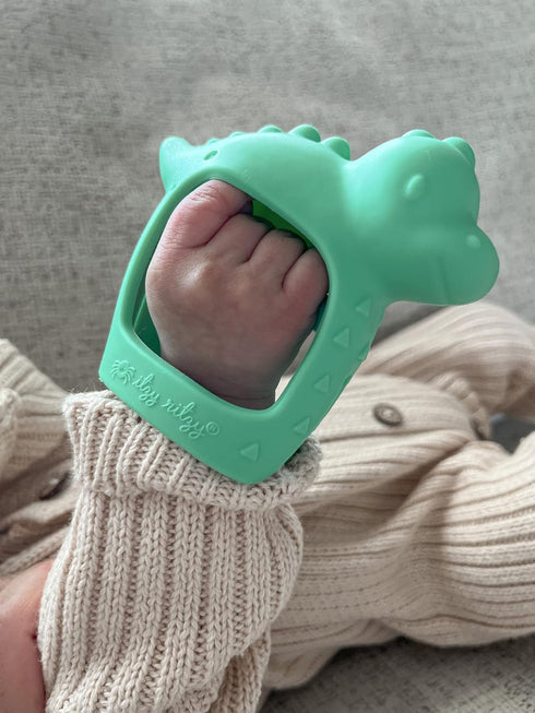 Itzy Ritzy 3 Bitzy Grip Hand Teether - Silicone Teether for Babies - Developmental Teething Toy with Easy-to-Hold Hand