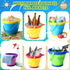 12 Pcs Foldable Pail Bucket with 12 Shovels, 2.5 L Collapsible Sand Buckets for Beach Toys, Colorful