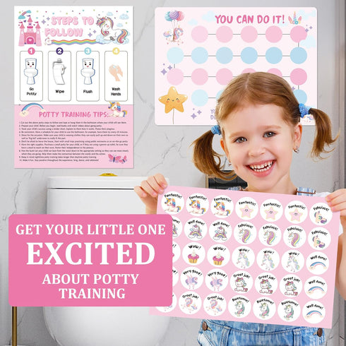 Unicorn Potty Training Chart for Toddler Girls - Potty Training Sticker Chart for Girls Potty with Sticker, Sticker
