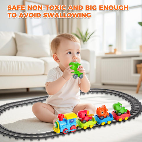 Set 3 3 1-3 4 5 6+ Train for Toddlers w/Steam, Music & Lights - Electric Train Toys for Kids w/Tracks Accessories