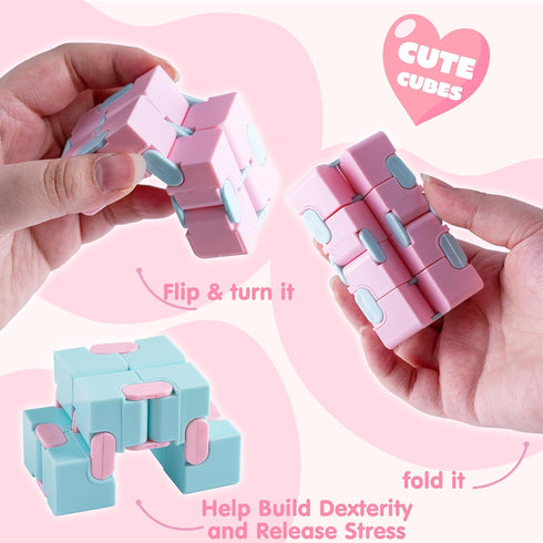 28 Packs JOYIN Valentines Day Gift Cards with Infinity Magic Toys, Colorful Hand-Held Flip Toy, Stress Relief Fidget