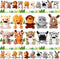 Leitee 10 Pieces Mini Plush Safari Stuffed Animals - 4.8 Inch Jungle Animal Plush Bulk - Lion Tiger Elephant Giraffe