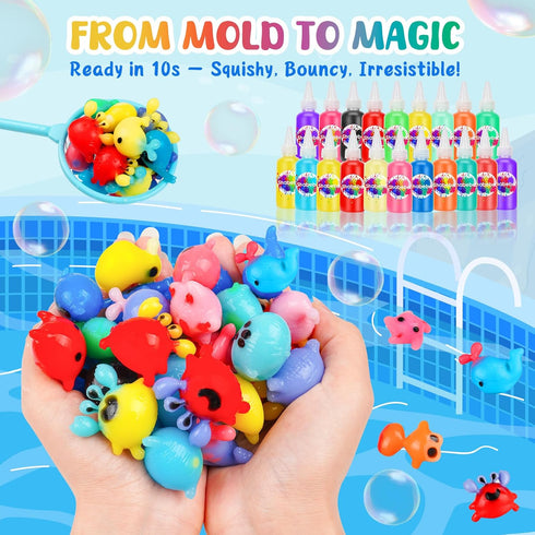 20 (2 18 3+ Magic Water Elf Toy Kit Magic Gels Glow-in-The-Dark) & Sea Creature Molds, DIY Aqua Fairy Water Gel Crafts