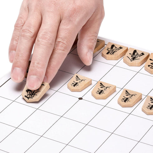 Yellow Mountain Imports Wooden Shogi Japanese Chess Game, Traditional Koma Playing Pieces with Paper Shogiban