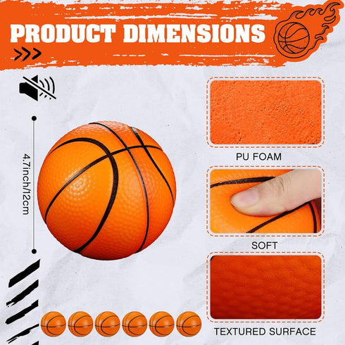 6 Pcs 5'' Mini Foam Basketballs, Safe Soft Replacement Pool Beach Basketball for Indoor Hoop, Party Sport Game
