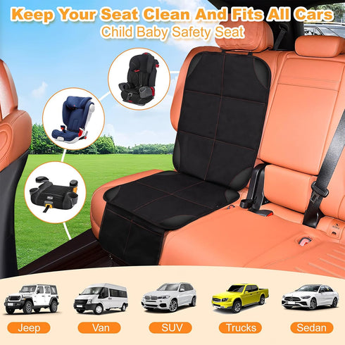 SMART ELF Car Seat Protector, Large Auto Protector for Child Seats with Thickest Padding and Non-Slip Backing Mesh