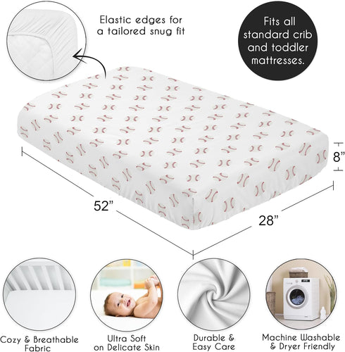 Sweet Jojo Designs Red and White Baby or Toddler Fitted Crib Sheet for Baseball Patch Sports Collection