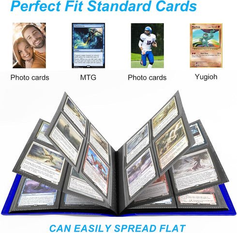 4 Pocket Card Binder for Trading Cards, 160 Pocket Album for Sports, Baseball, Game Cards, Mini TCG Binder (Navy Blue)