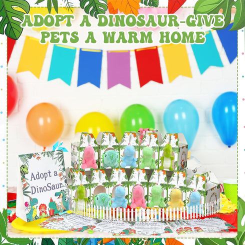 Gaiaring 38 12 12 12 1 1 Pcs Adopt a Dinosaur Pet Party Favors Include Mini Dinosaur Stuffed Animals Foldable Boxes
