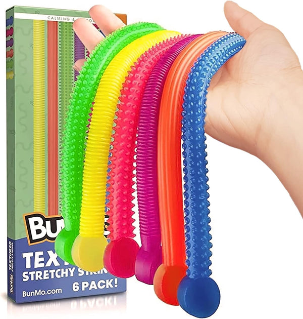 BUNMO Stretchy Strings - Sensory Toys for Toddlers 1-3, Addictive Fidget Toy for Kids with Autism, 6pk