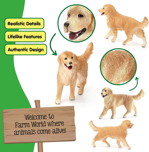 3 3+ 16395 schleich Farm World - Female Golden Retriever Figurine - Realistic Barnyard Dog Figure for Screen-Free Play