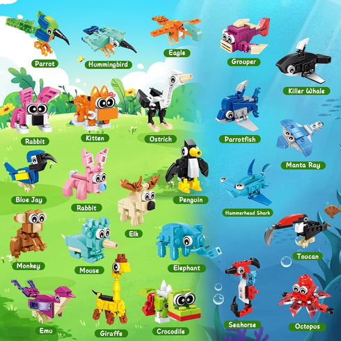 24 Pack 642 Set 612 Party Favors for Kids, PCS Animal Building Blocks Toy Goodie Bag Fillers, Classroom Prizes