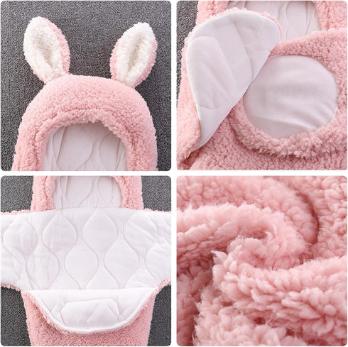 Yoolhamy 0-3 3-6 Baby Swaddle Blanket Newborn Receiving Blanket with Cute Rabbit Ears Soft Plush Wrap Outerwear