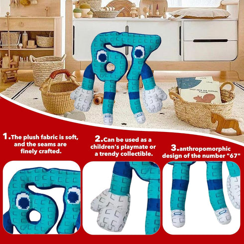 Store 67 FUNKY Steal a Brainrot Plush, Sixty Seven Collectible Plushie for Birthday Gifts, Expressive Plush, Playful