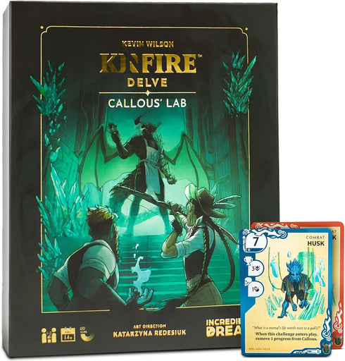 Kinfire Delve: Callous Lab Tactical Solo or 2-Player Card & Dice Game,
