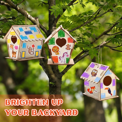 107 21 24 50 12 Tuanse Pcs Wooden Birdhouse DIY Kits Includes Unfinished Wood Mini Bird House Watercolor Pen Bird