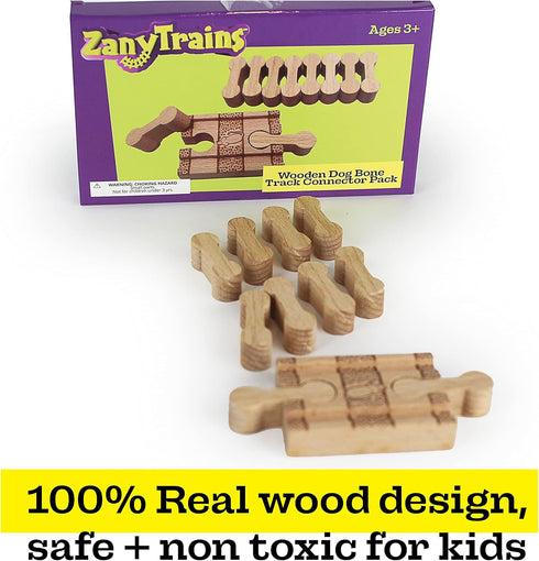 11 Pack Sets Pcs Deluxe Wooden Dog Bone Track Connector - Train Connector Pieces Compatible with All Wooden Train Track