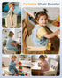 OPZAVYA Toddler Booster Seat for Dining Table and Kitchen Chair Adjustable Safety Straps, PU Leather, Non-Slip, Easy