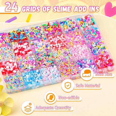 TINKRSTUFF 24-Grid Slime Mix Ins Non-edible Polymer Clay Slime Add Ins|Fake Sprinkles Kawaii Charms for Nail Art