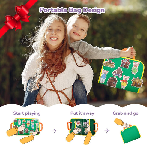 12 Pack Set,Fairy-Tales CHEFAN Felt Board Stories Flannel Board Stories with a Foldable Board for Preschool