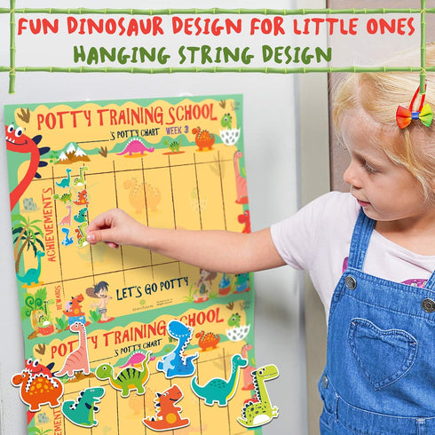 ATHENA FUTURES Potty Training Chart for Toddlers - Dinosaur Design Sticker Chart with Certificate and Instruction